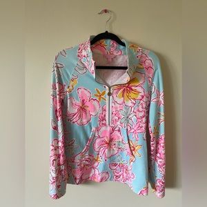 Blue floral lily Pulitzer 1/4 zip pull over
